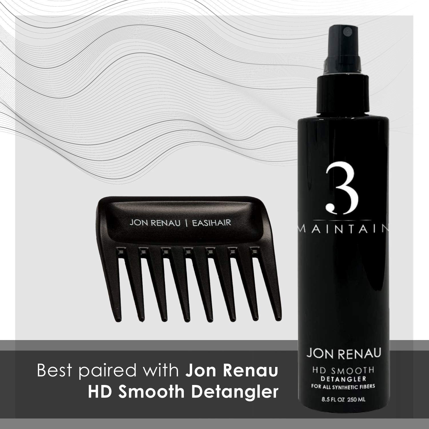 Set of 3 Wide Tooth Combs by Jon Renau & easiHair for Synthetic