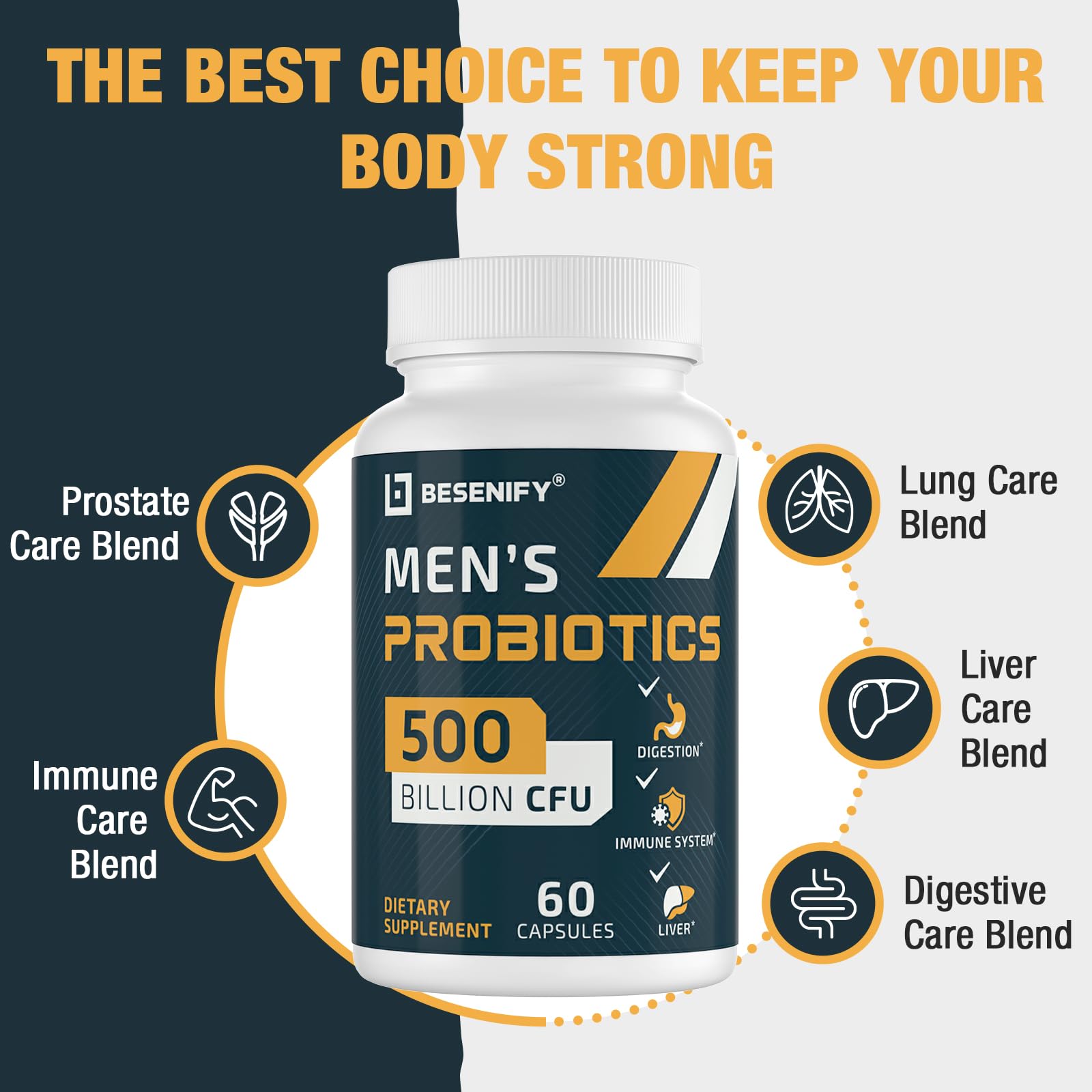 Probiotics for Men, 500 Billion CFUs & 12 Strains, Men's Probiotic with Turmeric, Cranberry, Goji, Pro Biotics Mens for Overall Digestive, Immune Health, Stomach, Gut & Bloating, 30-Days Supply