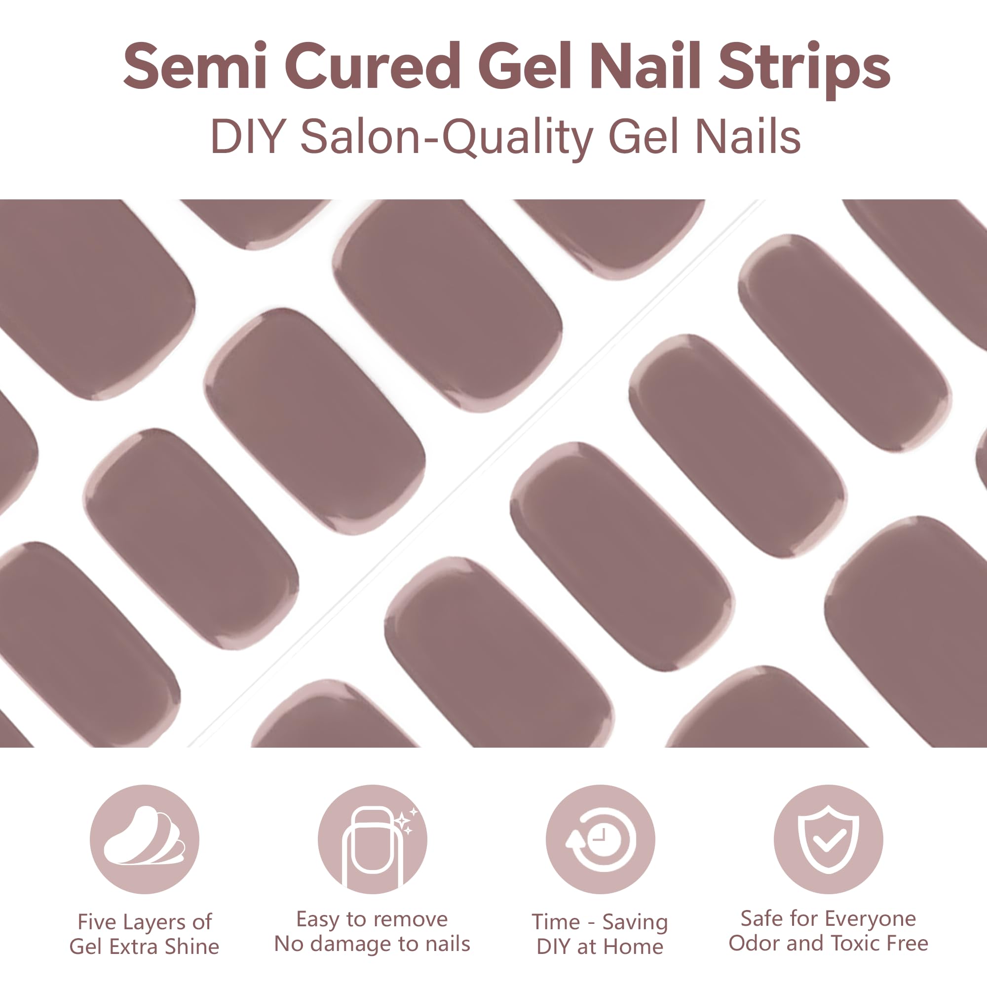 SEMINCA Semi Cured Gel Nail Strips-Salon Quality Work Nails Trendy Coffee Colors,Office Chic & Professional,Quick and Easy Apply Nail Stickers(Cream Beige)