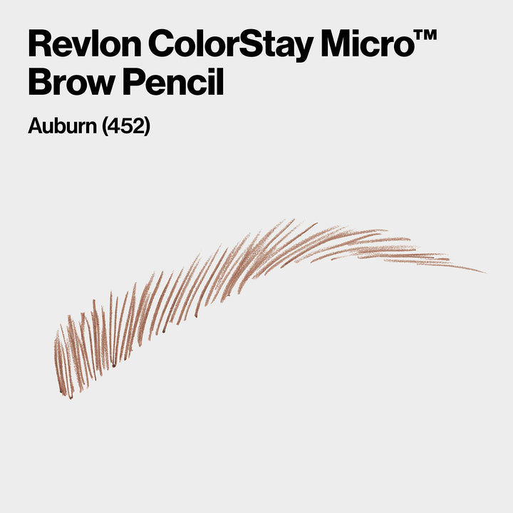 Revlon ColorStay Micro Eyebrow Pencil with Built In Spoolie Brush, Infused with Argan and Marula Oil, Waterproof, Smudgeproof, 452 Auburn, 0.003 oz