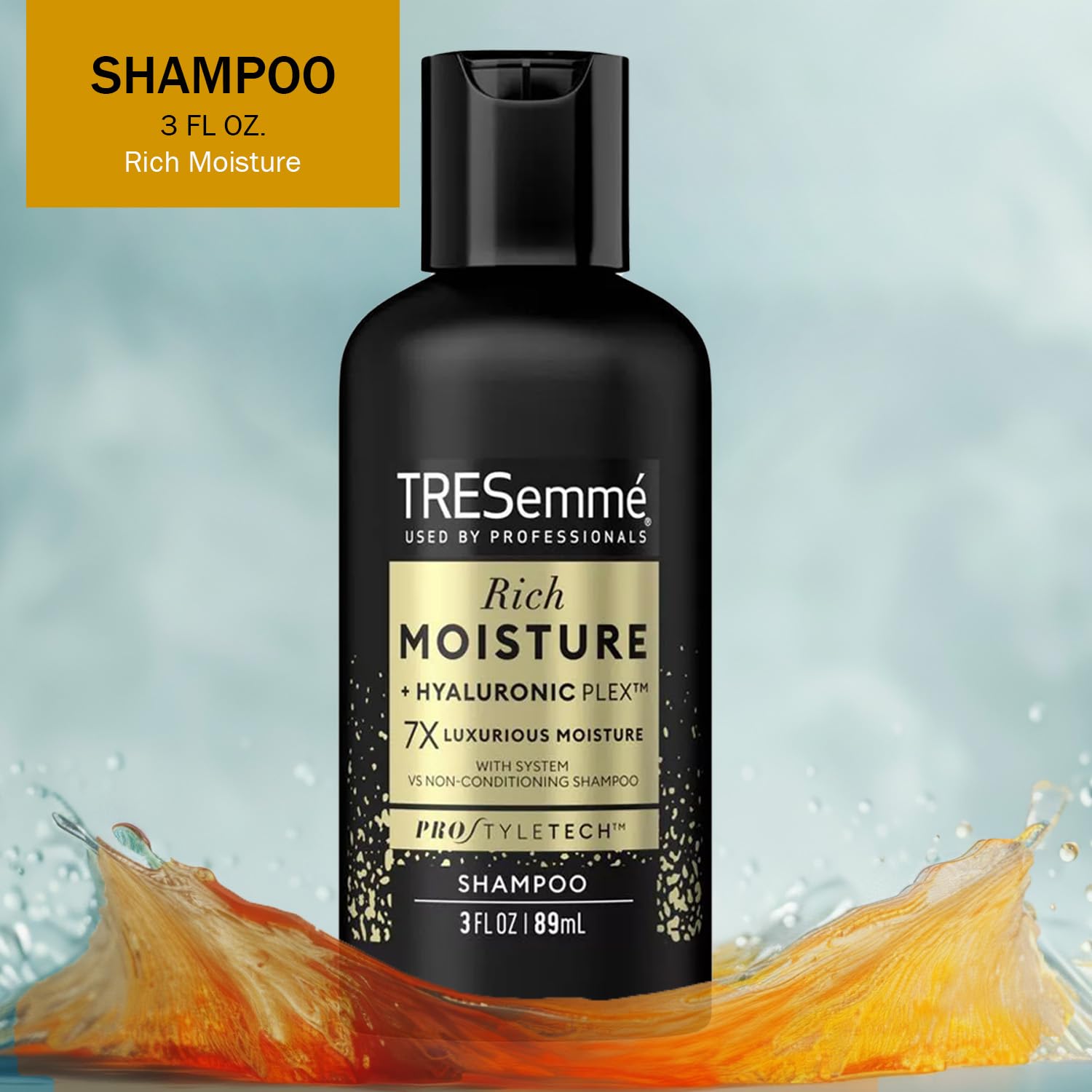 TRESemmé Rich Moisture Shampoo and Conditioner set - 2 Shampoo + 2 Conditioner Travel Size - Hair care for Dry or Dull Hair with Hyaluronic Plex 3 oz. Ea