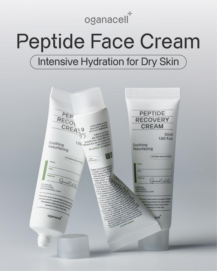 OGANA CELL Peptide Recovery Cream 50ml / 1.69oz Anti-Aging-Peptide Collagen Peptides High content Peptide 100 ppm Skin Recovering and soothing Tightening Anti-Wrinkle