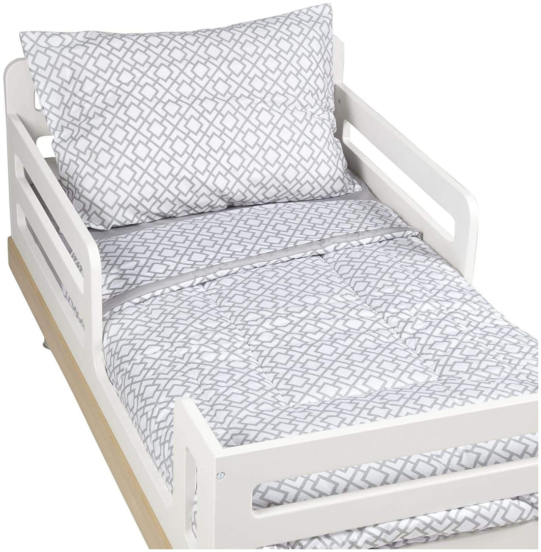 American Baby Company 100% Cotton Percale 4-Piece Toddler Bedding Set, Gray Lattice, for Boys and Girls