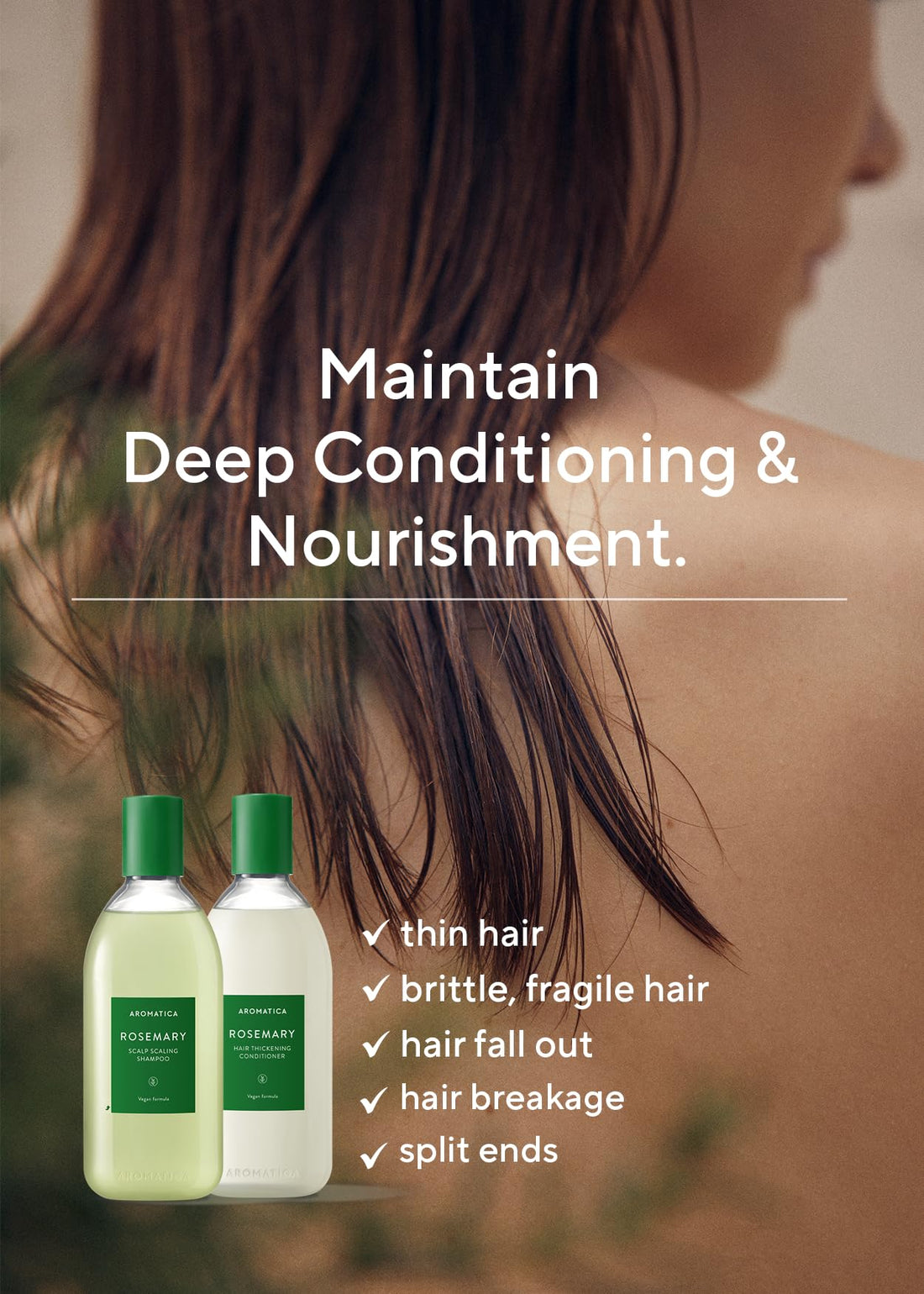 AROMATICA Rosemary Scalp Scaling Shampoo and Conditioner Set 13.53 fl.oz each – Vegan Hair Care Gift Set with Rosemary Oil. Sulfate Free Shampoo Conditioner For Hair Growth