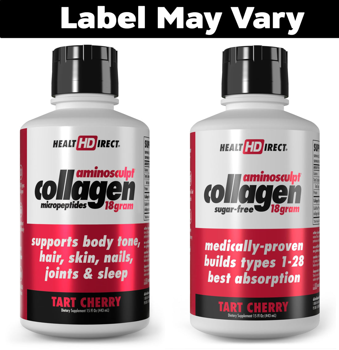 HEALTH DIRECT AminoSculpt Sugar-Free Collagen Supplement - High Potency Medical-Grade Protein for Hair, Skin, Nails & Joints, Grass-Fed, Non-GMO, Liquid Collagen - Tart Cherry - 15 Fl Oz