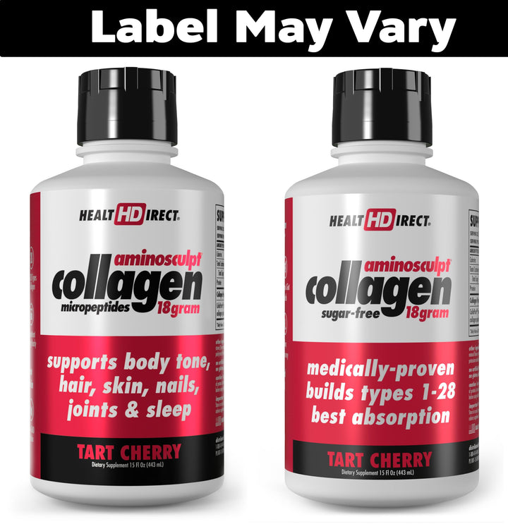 HEALTH DIRECT AminoSculpt Sugar-Free Collagen Supplement - High Potency Medical-Grade Protein for Hair, Skin, Nails & Joints, Grass-Fed, Non-GMO, Liquid Collagen - Tart Cherry - 15 Fl Oz