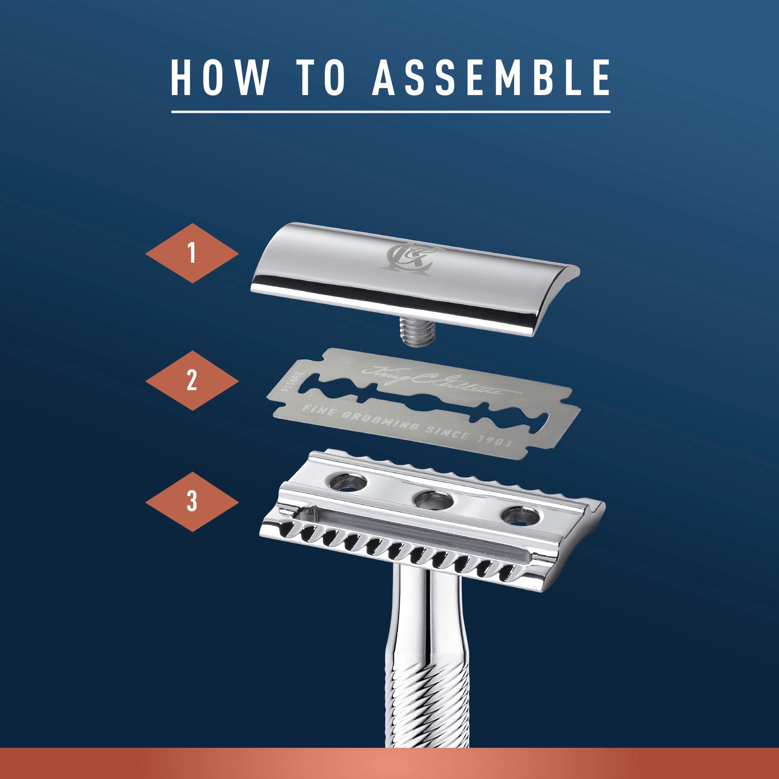 King C. Gillette Double Edge Safety Razor Blades 10 count, Stainless Steel Platinum Coated Blades