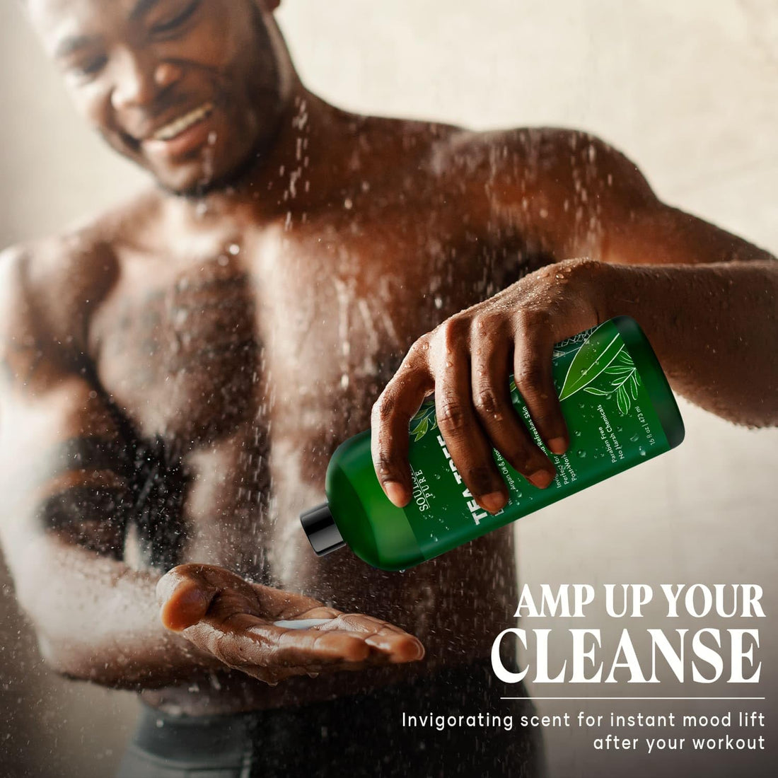 SOULSPA PURE Tea Tree Body Wash Men & Women - Shower Gel Soap with Peppermint - Helps with Body Odor, Soothes Itching, Deep Cleansing Post Workouts - 16 fl oz x 2