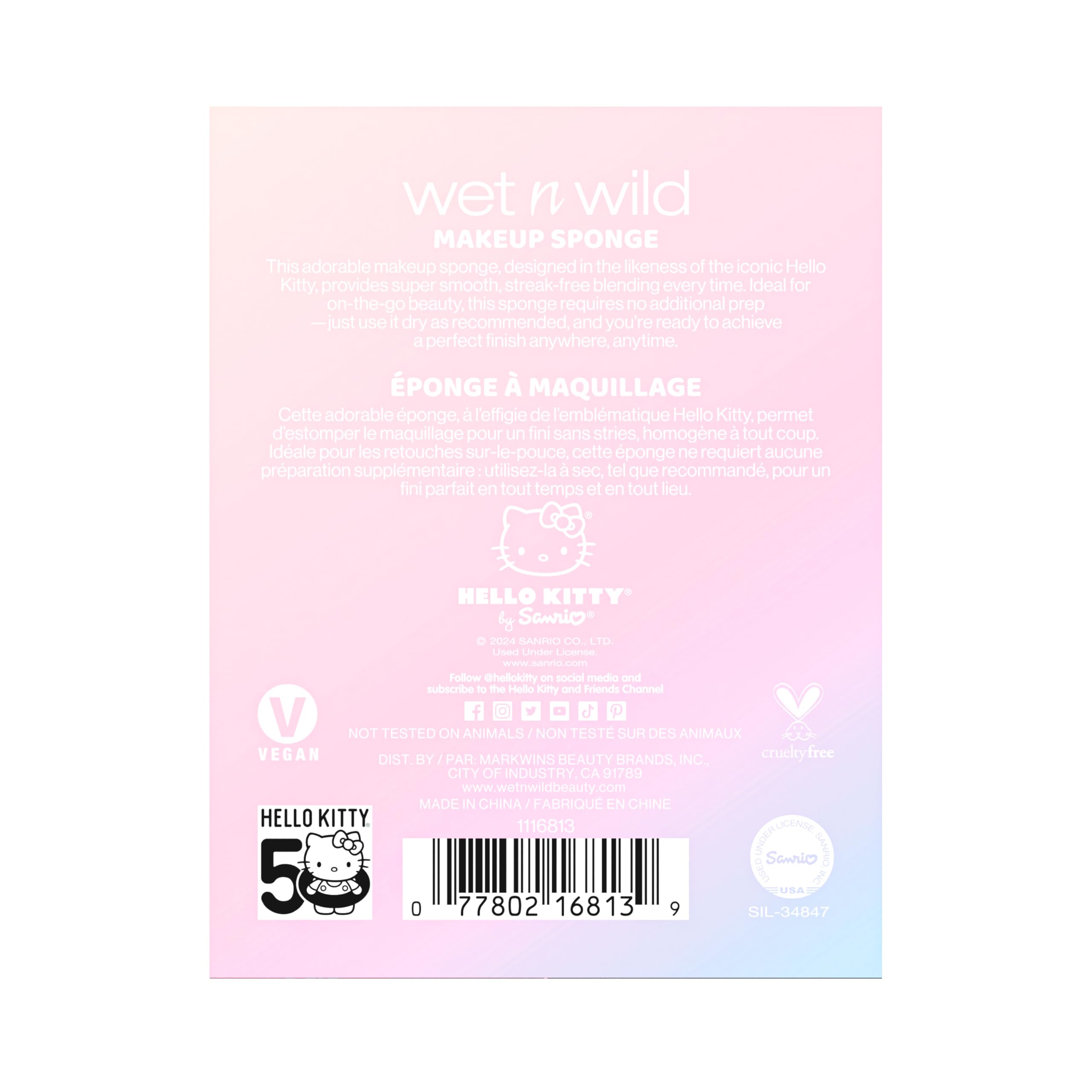 wet n wild Limited Edition Hello Kitty Makeup Sponge, 3D Pink Beauty Blender, Hydrophilic, Streak-Free Application