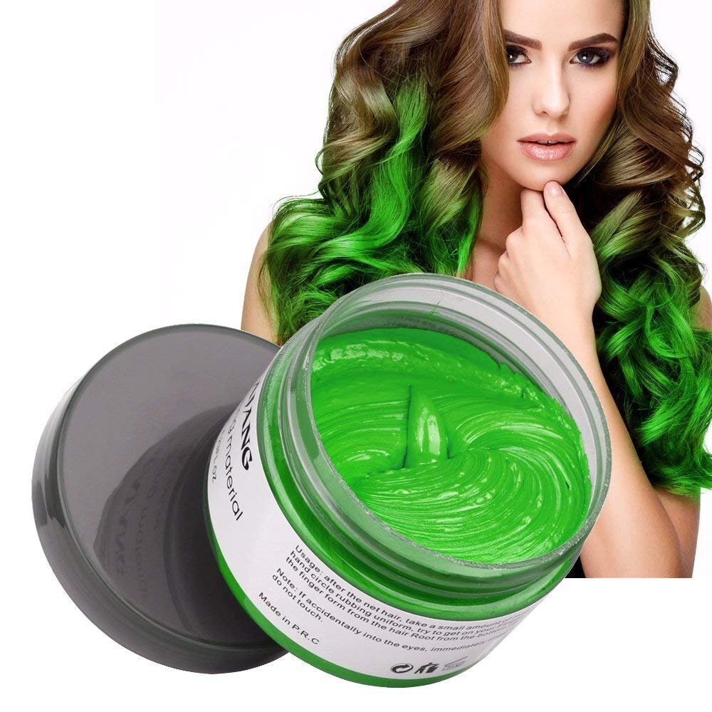 MOFAJANG Unisex Hair Wax Color Dye Styling Cream Mud, Natural Hairstyle Pomade, Washable Temporary,Party Cosplay (Green)