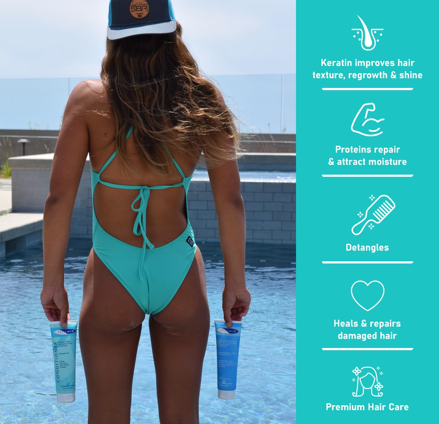 TRISWIM Scented Moisturizing Conditioner, Detangles, and Repairs Chlorine Damaged Hair for Swimmers and Athletes