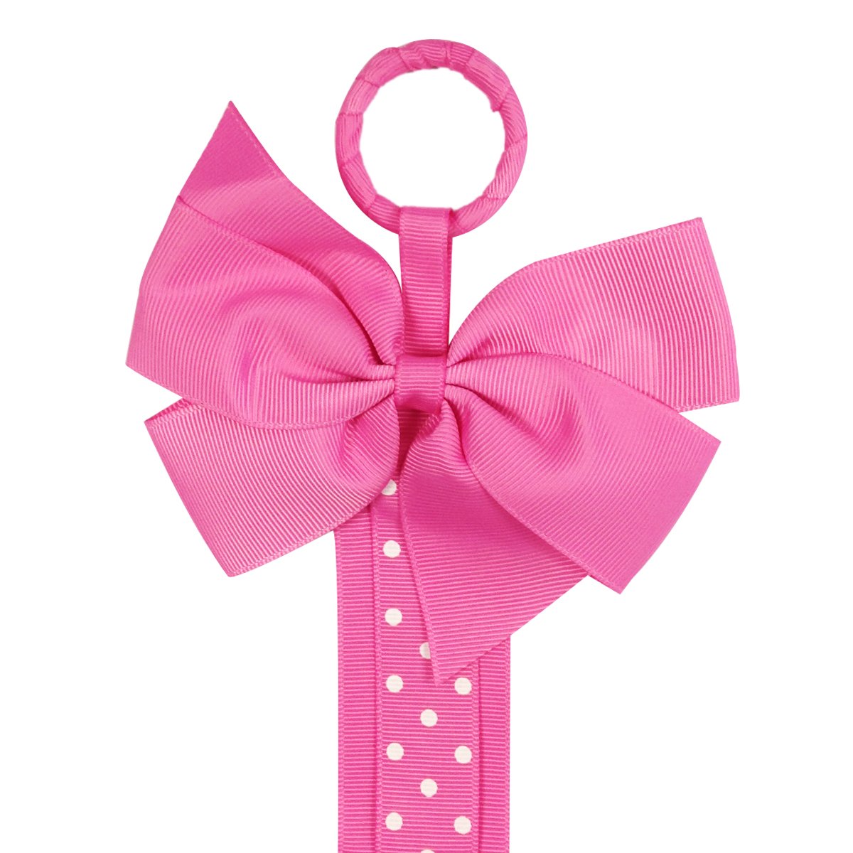 ALLYDREW Long Ribbon Hair Clip & Hair Bow Holder - Hot Pink Polka Dots