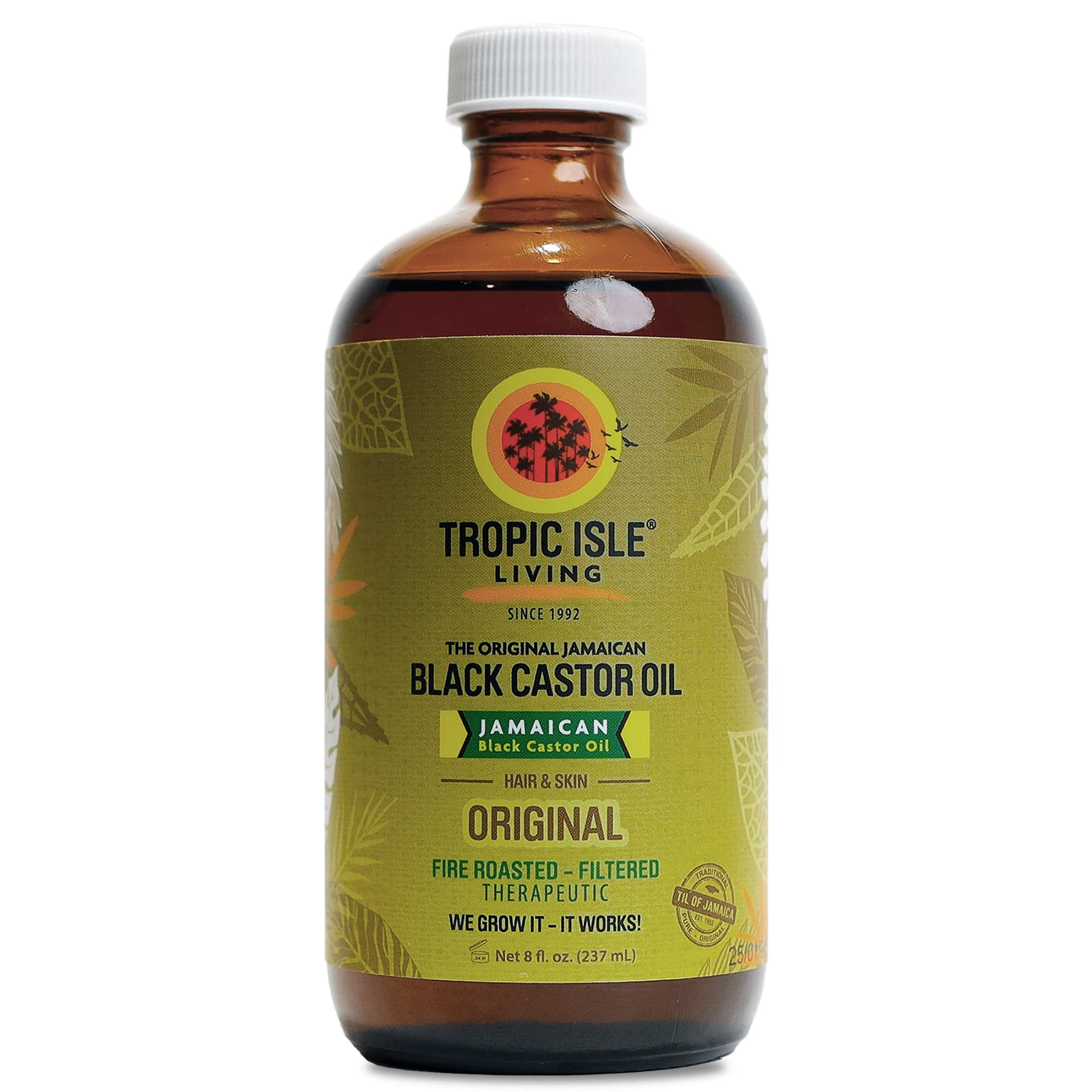 Tropic Isle Living Jamaican Black Castor Oil 8oz - For Hair Growth, Skin Conditioning, Eyebrows & Eyelashes, Scalp and Nail Care. Strengthen, Moisture & Repair