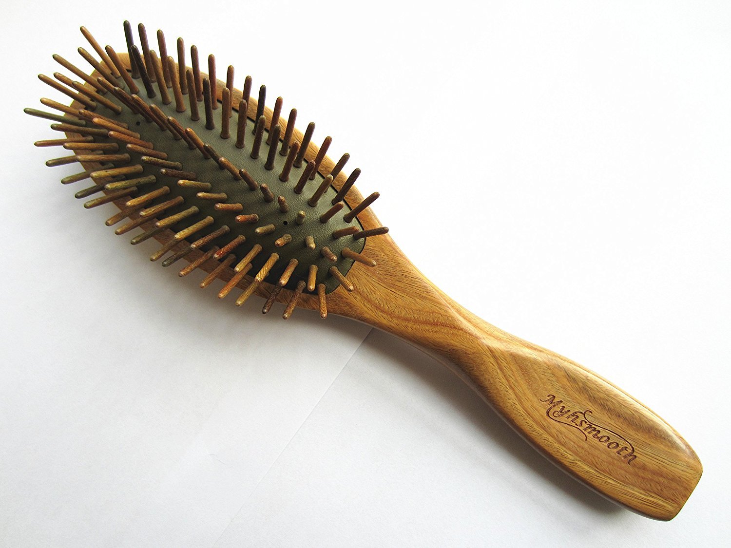 Myhsmooth G2s-am-gs Professional Handmade Natural Green Sandalwood No Static Hair Brush Air Bag Massage Comb Hair Comb with Handle with Aromatic Scent for Gift