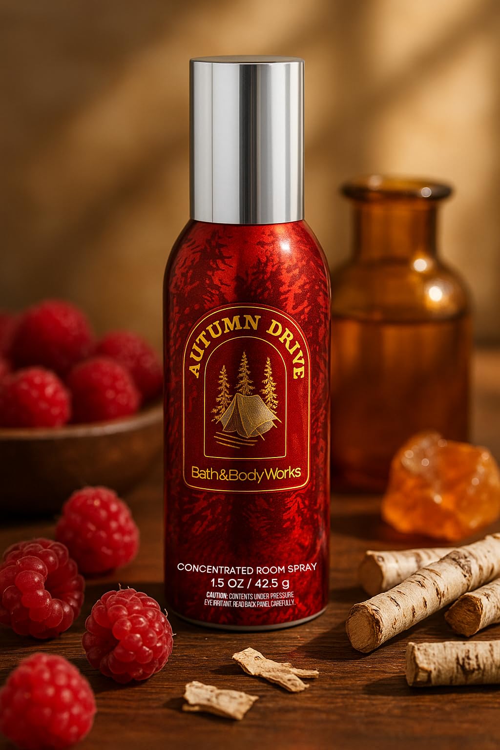 Bath & Body Works Autumn Drive Concentrated Room Spray 1.5 oz 42.5 g – Fall Home Fragrance with Crisp Red Berries, Warm Amber, and Spiced Woods