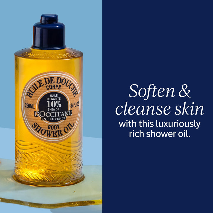 L'Occitane Shea Body Shower Oil with 10% Shea Oil: Luxuriously Rich | With Shea Oil | Soothe Feelings of Tightness | Soften Skin | Fresh Scent