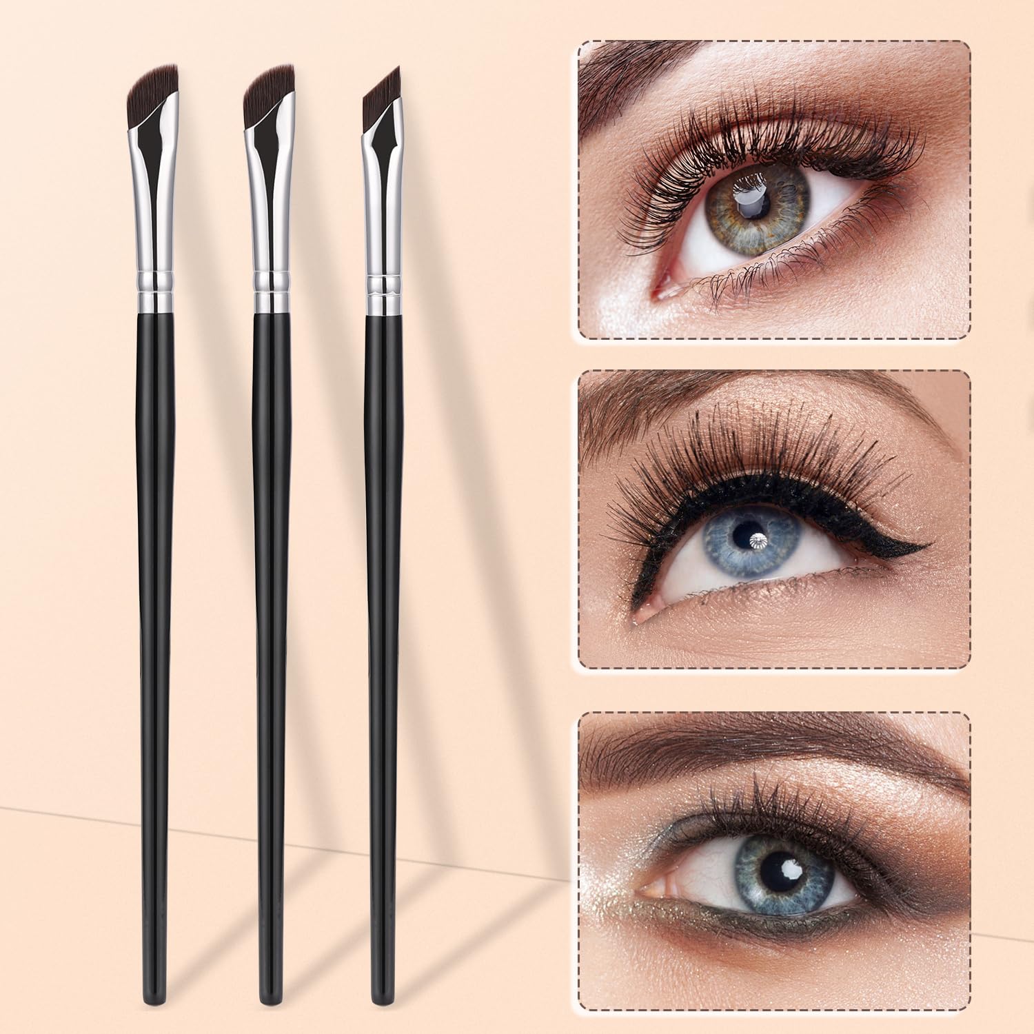 Etercycle 5-Piece Set Eyeliner Brushes for Precision Makeup Application - Fine Angled & Ultra Thin Slanted Flat Angle for Professional Beauty Cosmetic Tool