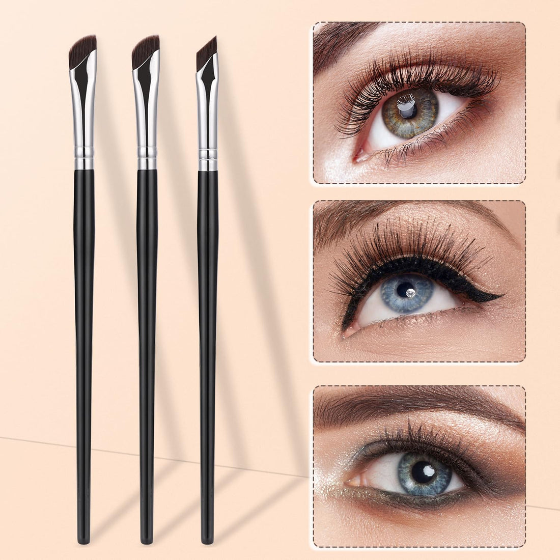Etercycle 5-Piece Set Eyeliner Brushes for Precision Makeup Application - Fine Angled & Ultra Thin Slanted Flat Angle for Professional Beauty Cosmetic Tool