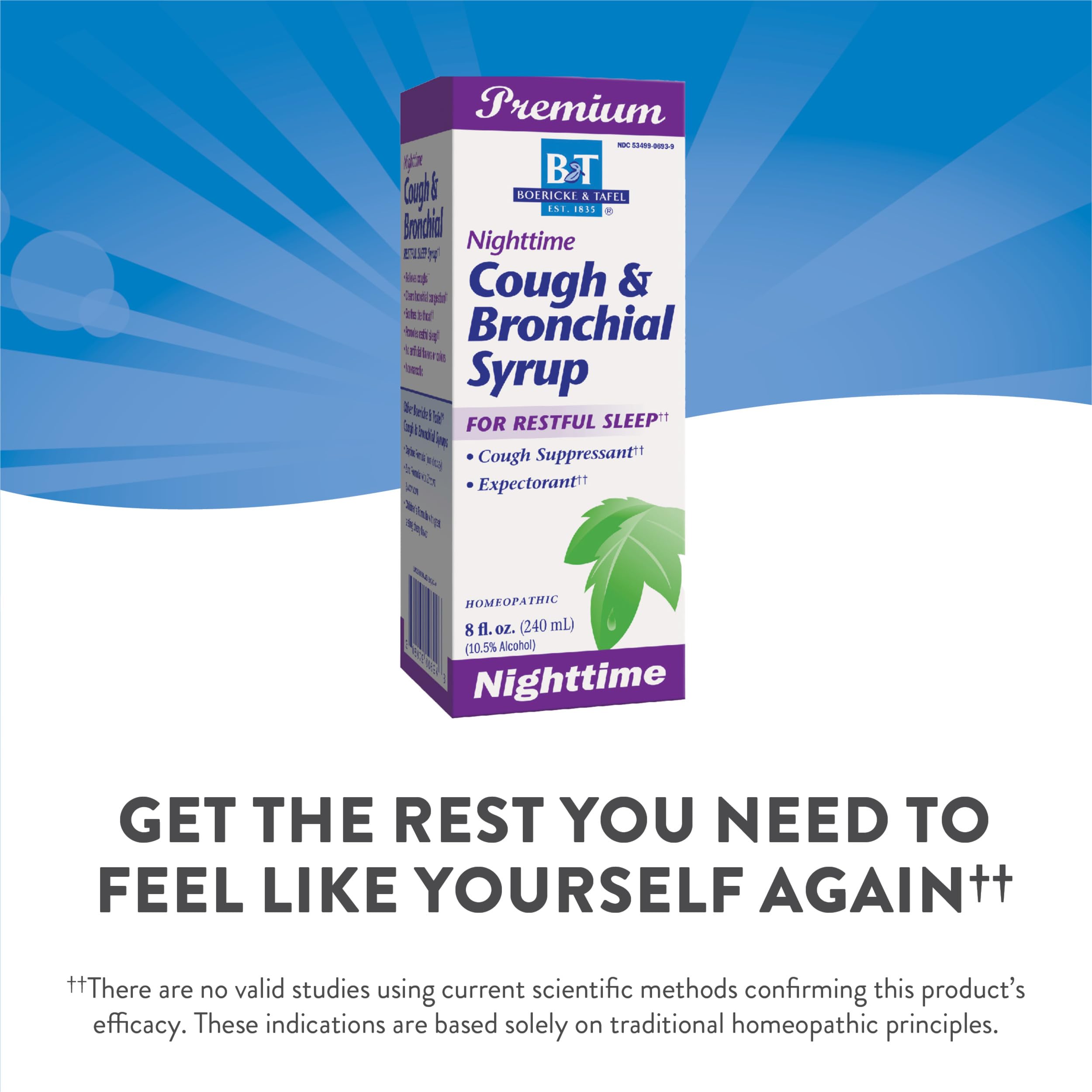 Nature's Way Boericke & Tafel Nighttime Cough & Bronchial Syrup, Cough Suppressant, Promotes Restful Sleep, 8 Fl. Oz