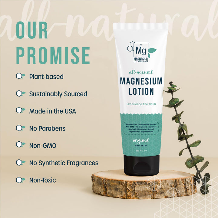 Unscented Magnesium Lotion for Sleep | 6oz Bottle with 250mg in each Teaspoon | We use Natural Shea Butter in Our Paraben-Free Magnesium Lotion for Leg Cramps
