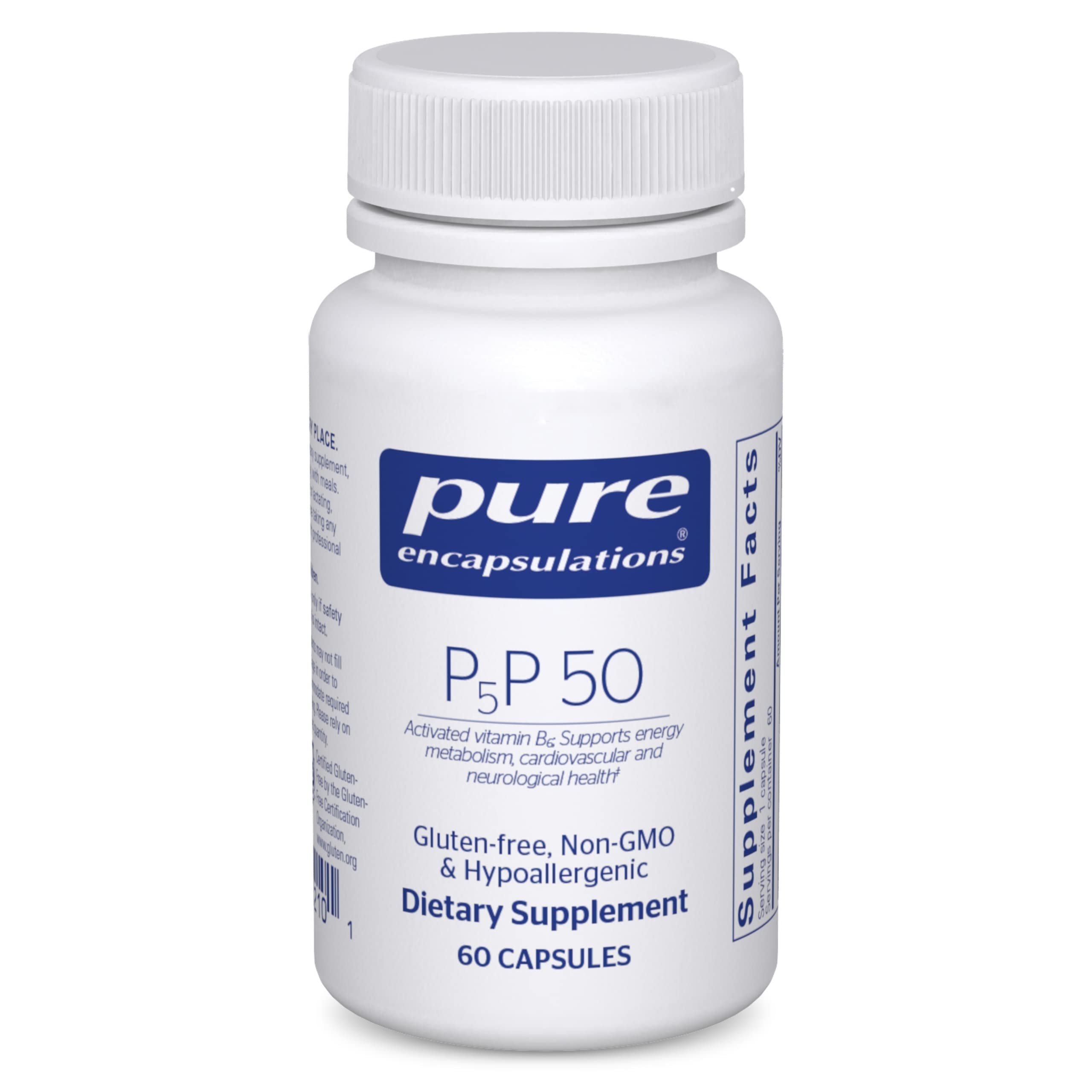 Pure Encapsulations P5P 50 - Active Vitamin B6 - Supports Energy Metabolism & Brain Health* - Gluten Free & Non-GMO - 60 Capsules