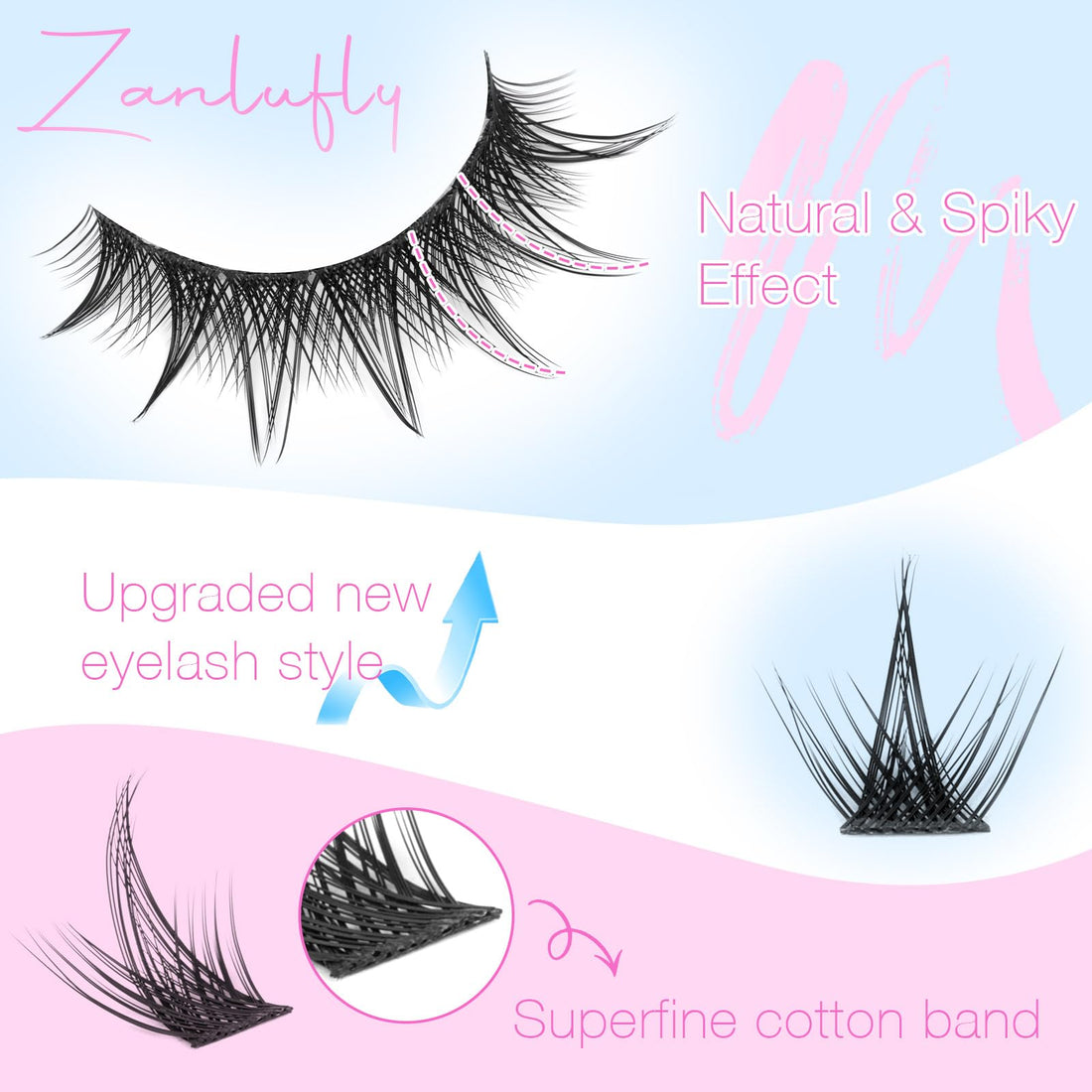 Manga Lash Clusters Kit Anime Eyelash Clusters Kit Wispy Cluster Eyelash Extension Kit DIY Lash Extension Kit 10-16mm Spiky Individual Lashes with Bond and Seal Lash Glue, Tweezers and Remover