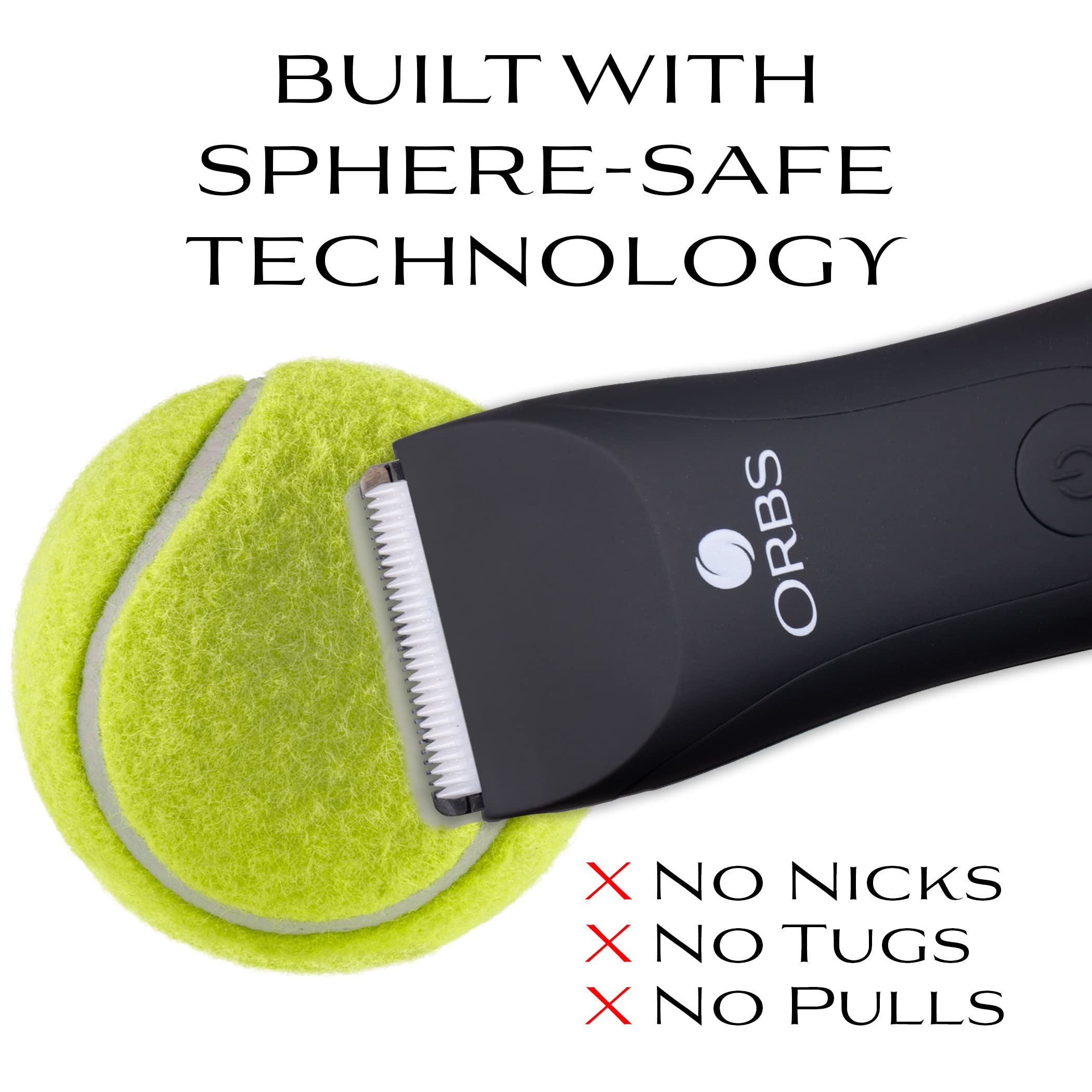Orbs Electric Trimmer for Men, Premium Ball Trimmer/Shaver for Men, Waterproof Groin and Body Shaver Groomer, Replaceable Ceramic Blade Heads,100 Min Battery Life