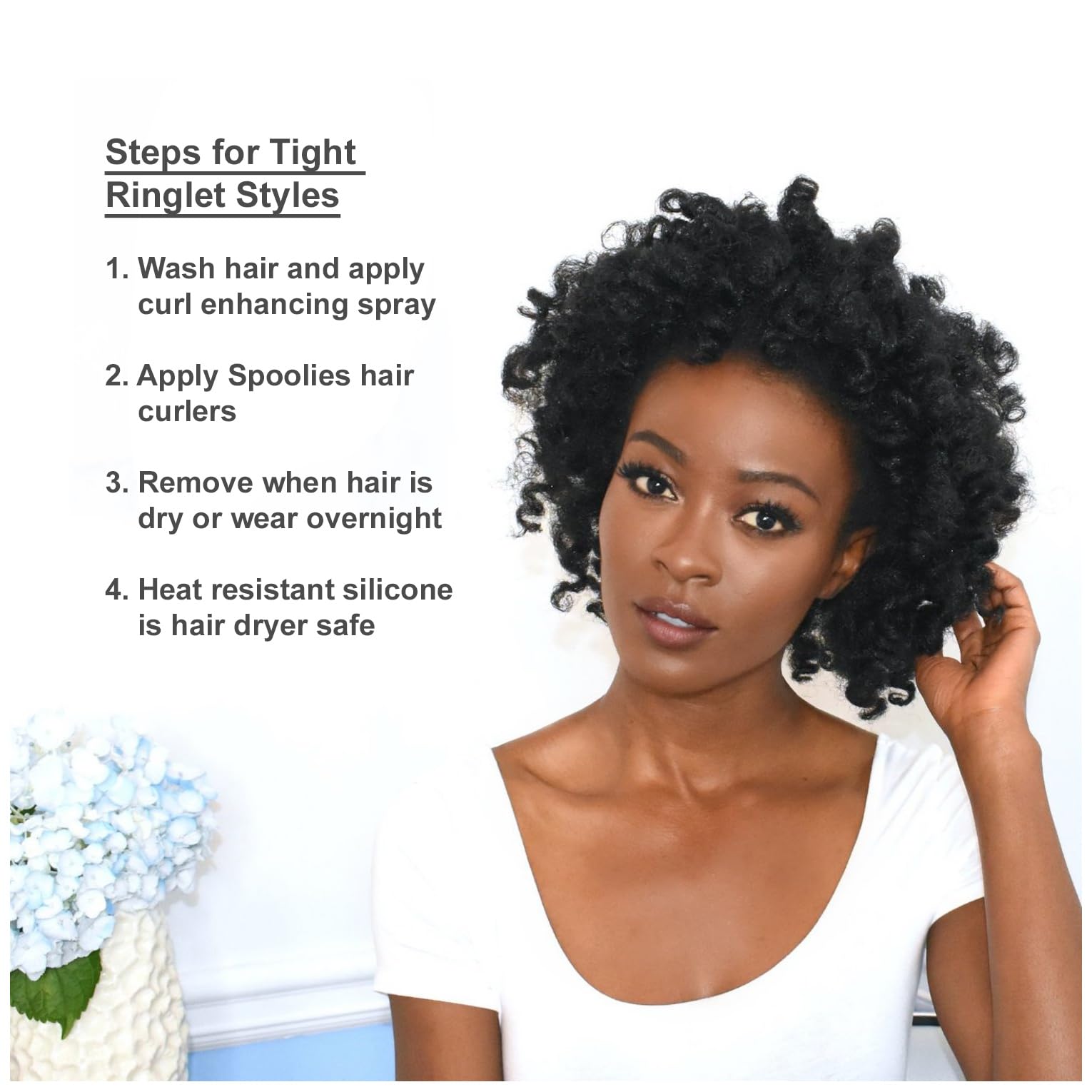 Original Spoolies Hair Curlers, Jumbo Size - 15 Count, with Mesh Bag Gift! (Shadow Black) For Beach Waves, Spiral Ringlets, Pin Curls, Retro Hairstyles, Permanent Waves, Hair Extensions + Wigs