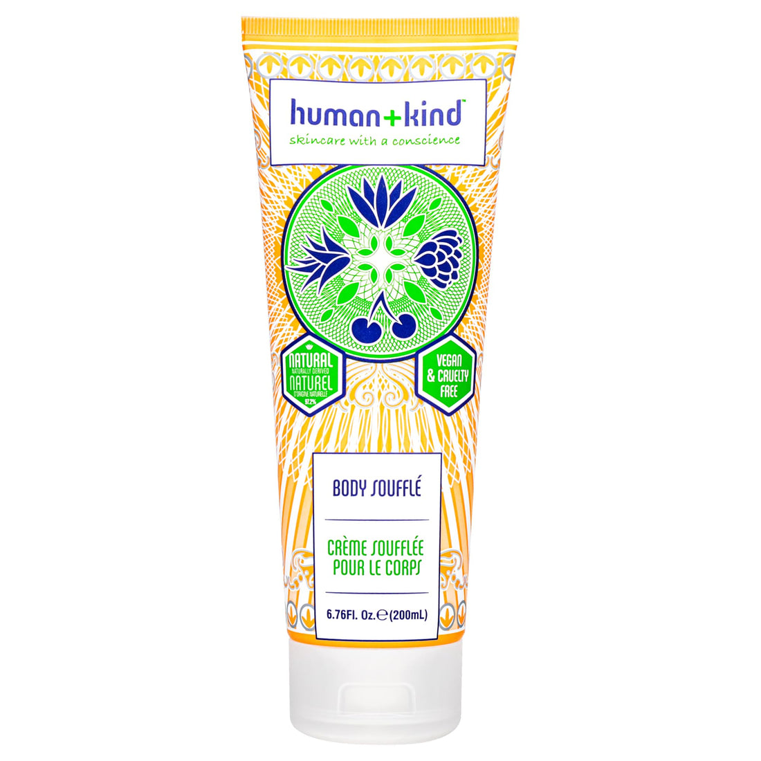 Human+Kind Body Souffle - Light, Fluffy Skin Conditioner for Hydrating and Smoothing Dry Skin - Natural, Vegan Formula with Shea Butter and Apricot Kernel Oil - Light, Fresh Fragrance - 6.76 oz
