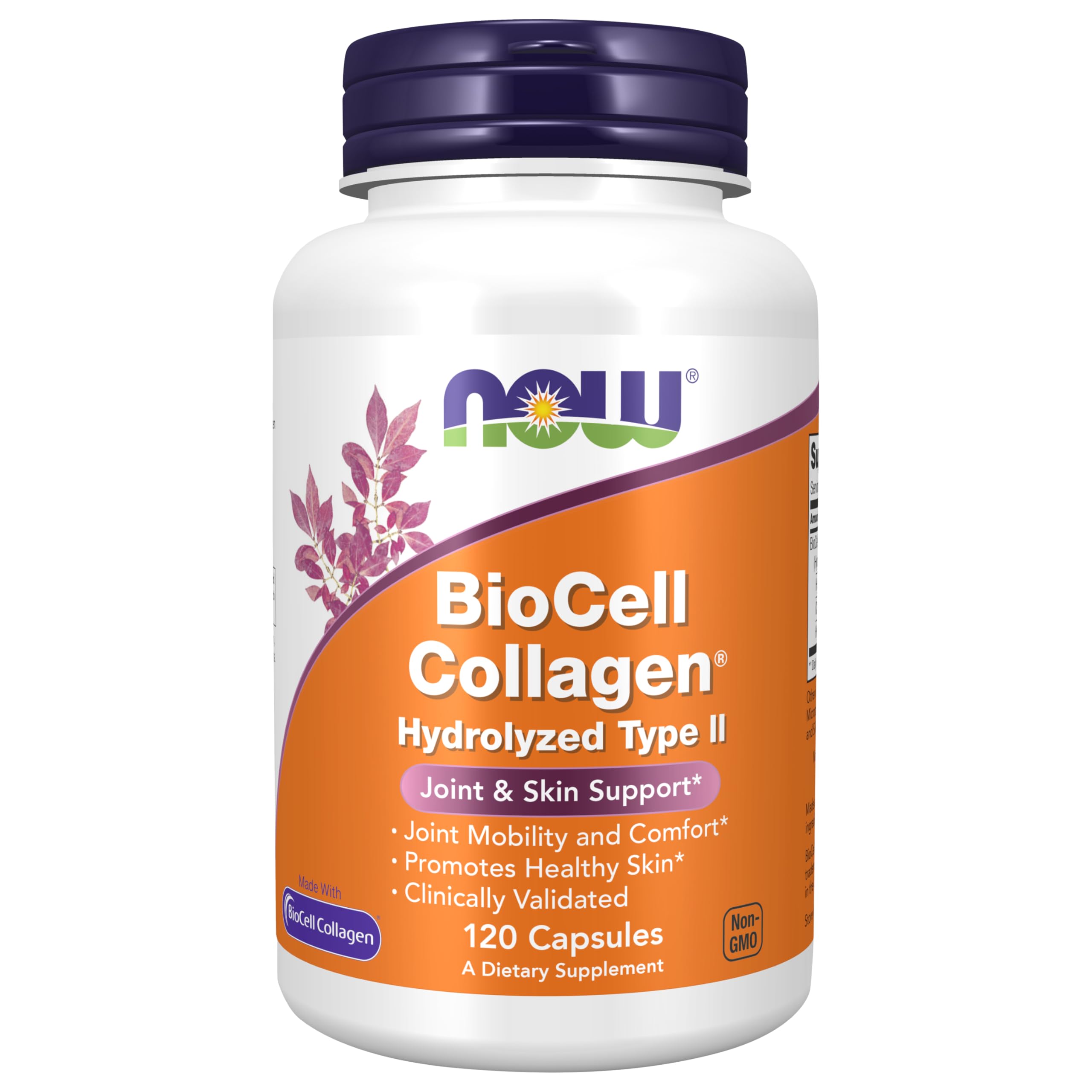 NOW Foods Supplements, BioCell Collagen® Hydrolyzed Type II, Clinically Validated, 120 Veg Capsules