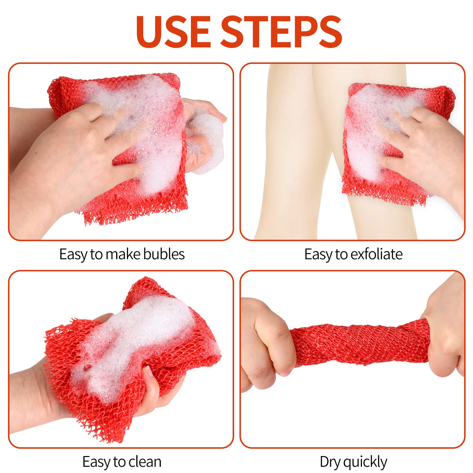 2 Pieces African net Sponge for exfoliating ,African exfoliating net, African wash net, African Ghana Sapos scrubbing washcloth rag for Smoother Skin and Daily use