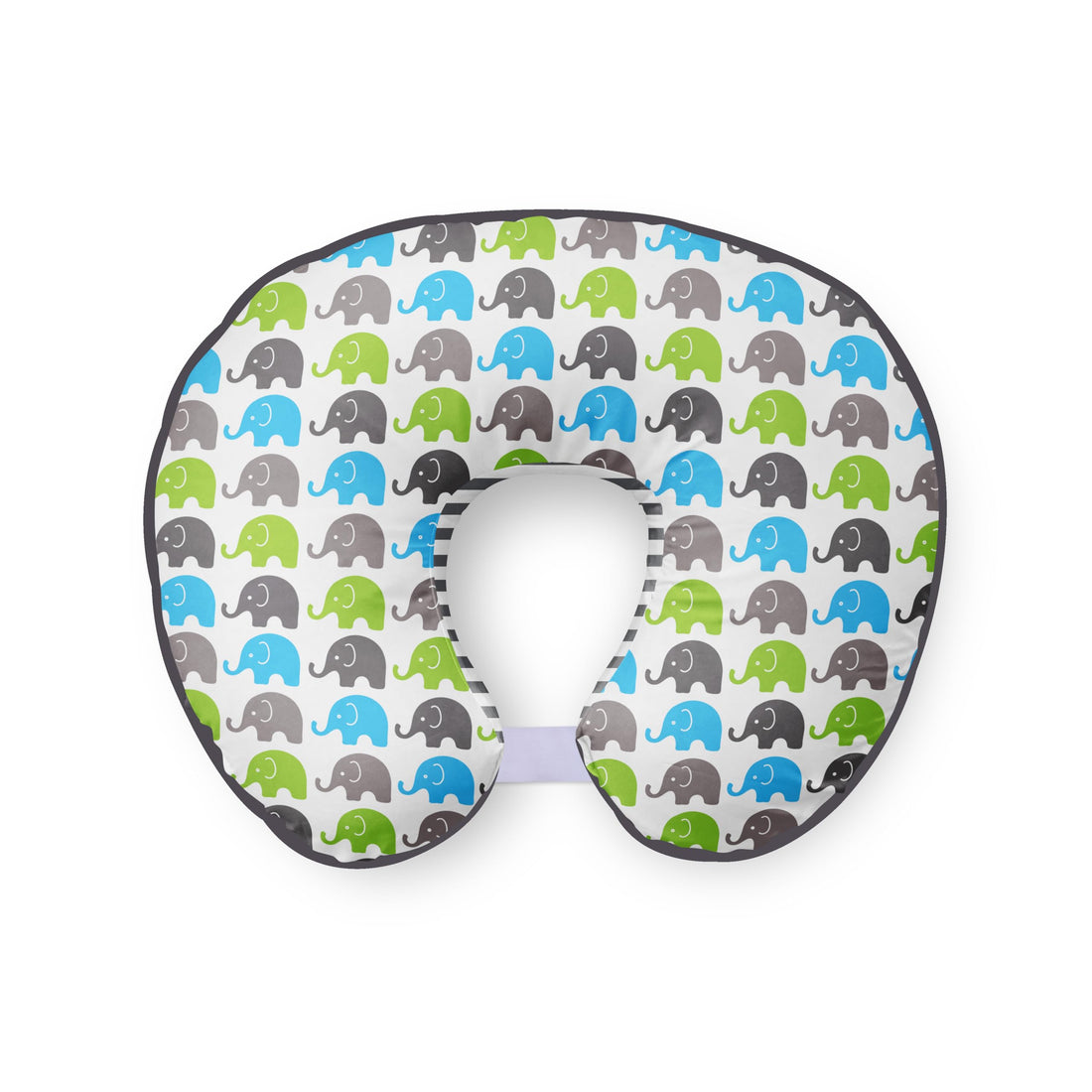 Bacati - Elephants Aqua/Lime/Grey Nursing Pillow Cover Ultra-Soft 100% Cotton Fabric in a Fashionable Two-Sided Design, Fits All Hugster Nursing Pillows and Positioners