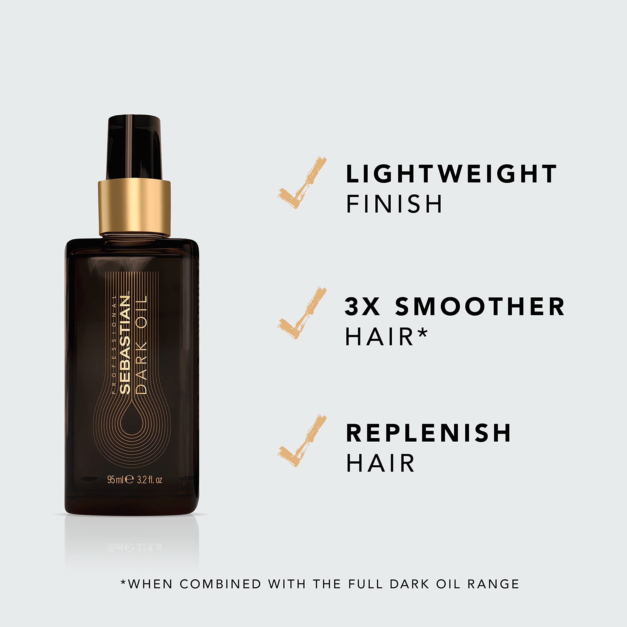 Sebastian Professional Dark Oil Hair Styling Oil | 95 ml | Lightweight Hair Styling Treatment | Cedarwood, Sandalwood & Argan Oils | For Glossy Hair Shine