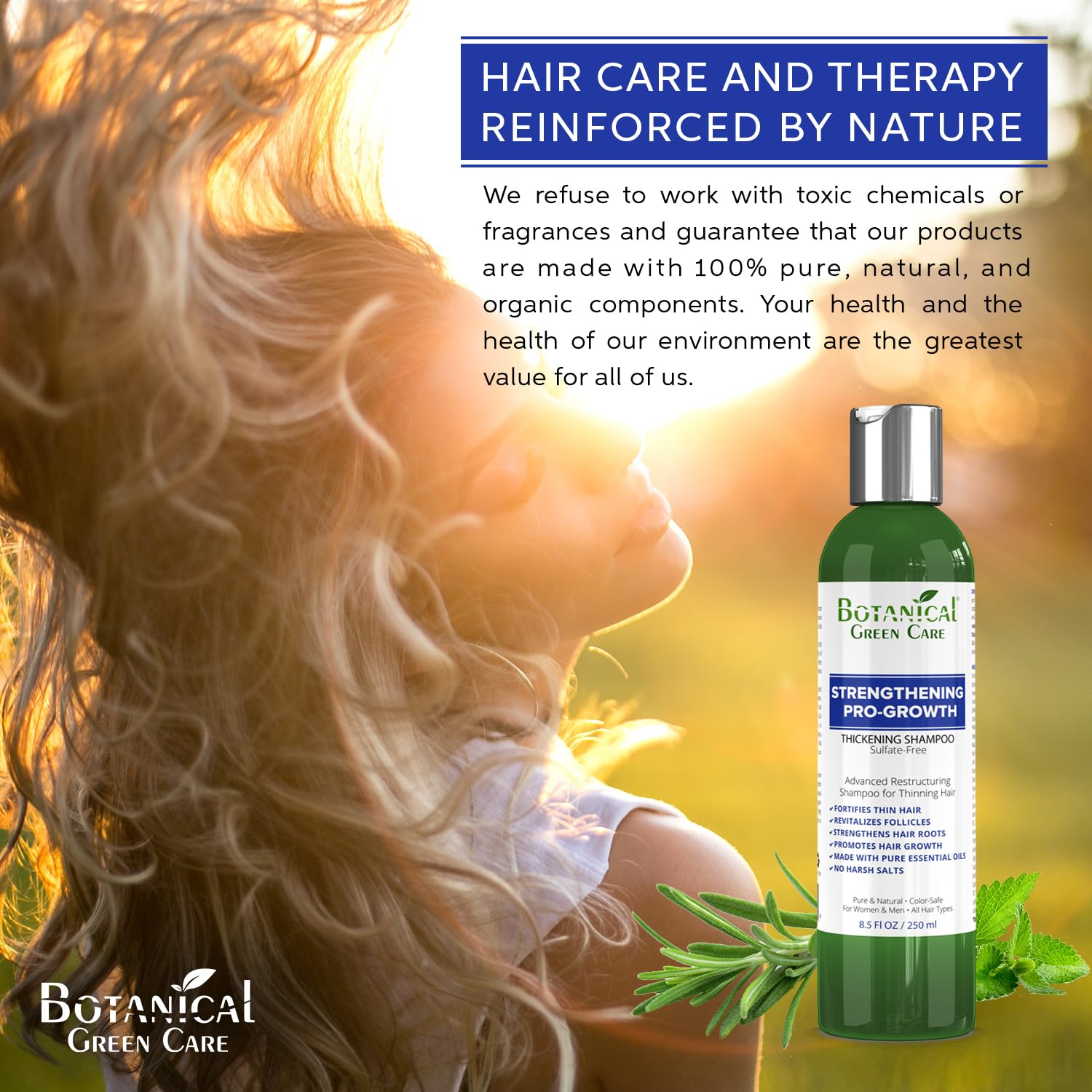Anti-Hair Loss Natural Therapy Premium OrganicSulfate-Free Caffeine Shampoo. Hair Growth Scalp Stimulating Botanical Formula.