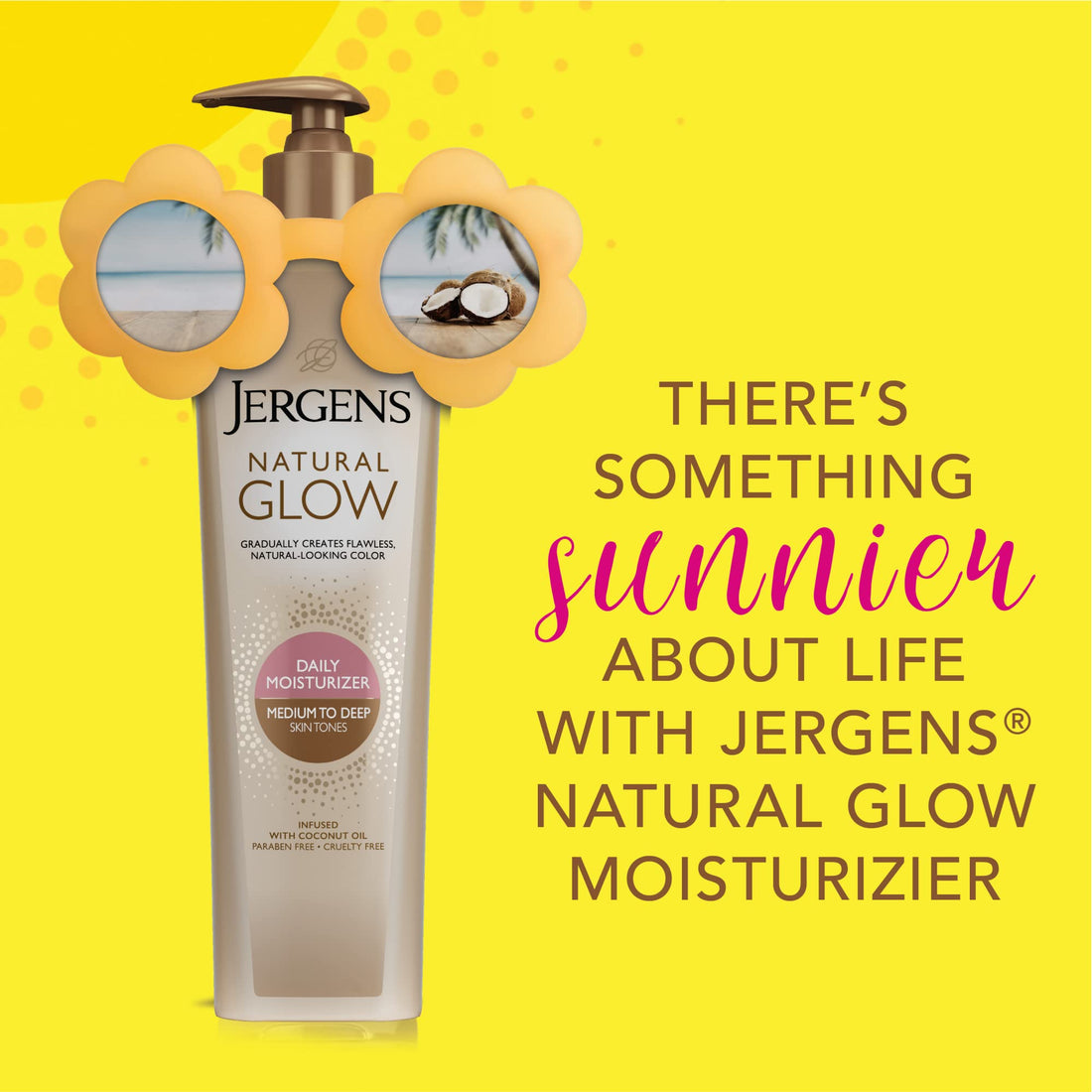 Jergens Natural Glow Daily Moisturizer, Medium to Tan Skin Tones, 10 Ounce Pump