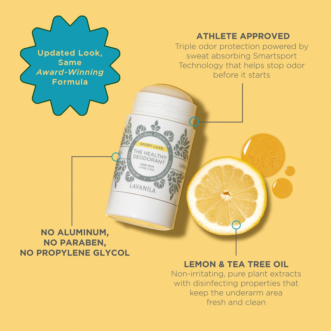 Lavanila Aluminum Free Deodorant, Sport Luxe + Pure Vanilla, 2oz Each - The Healthy Deodorant for Men & Women - Solid Stick, Vegan