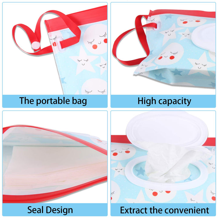 FEBSNOW 4 Pack Baby Wipes Container, Reusable Portable Wet Wipe Pouch, Wipe Dispenser Container, Baby Travel Wet Wipe Holder