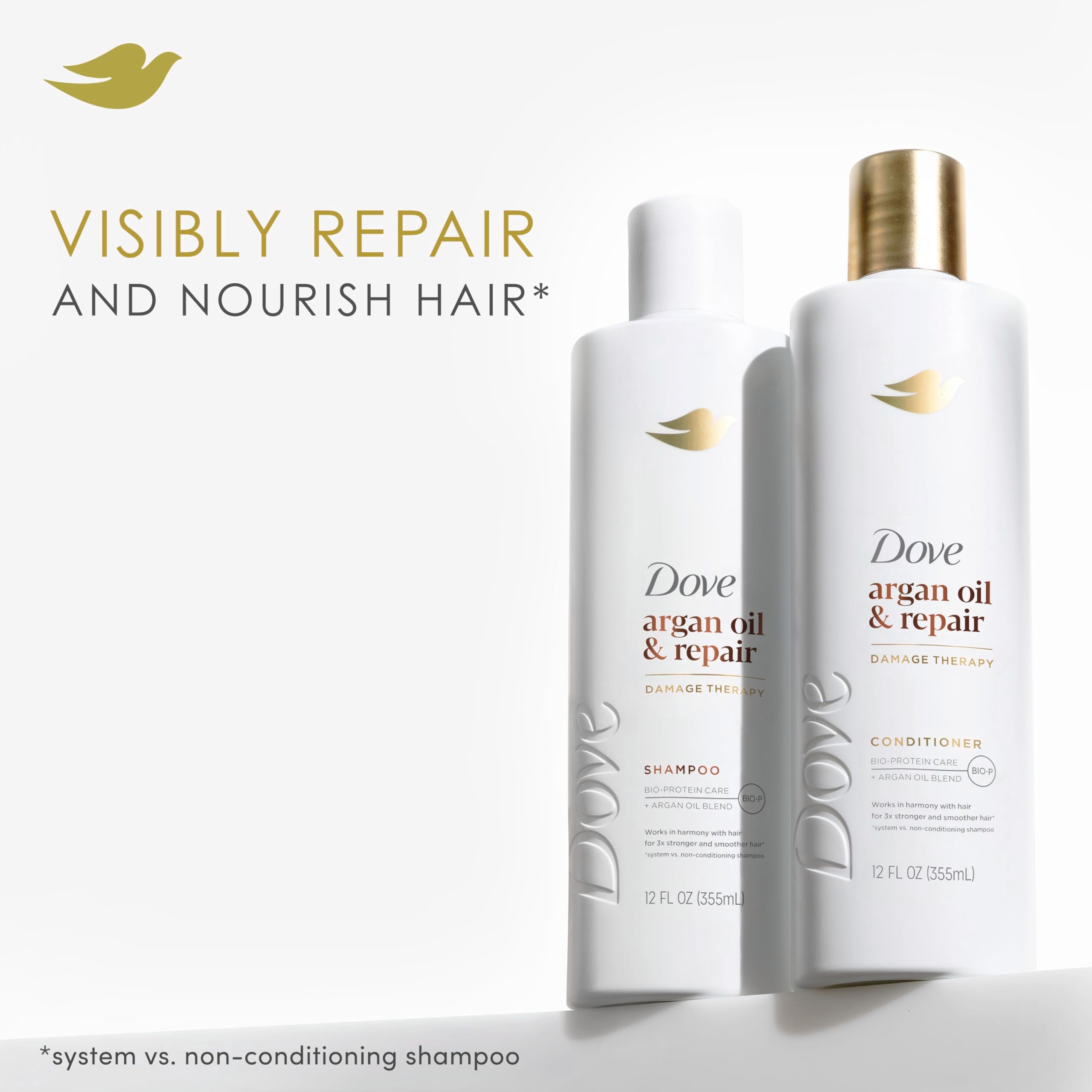 Dove Conditioner Argan Oil & Repair for Fine Hair with Bio-Protein Care Technology and Argan Oil Blend 12 Fl Oz