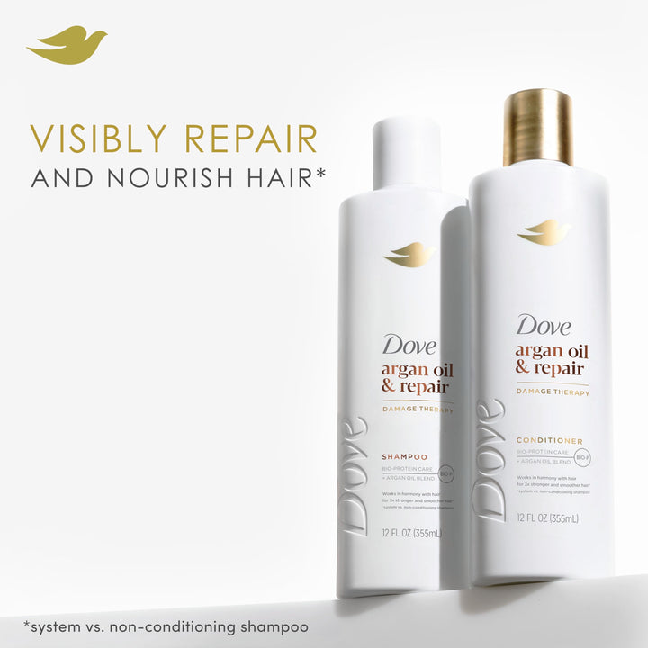 Dove Conditioner Argan Oil & Repair for Fine Hair with Bio-Protein Care Technology and Argan Oil Blend 12 Fl Oz