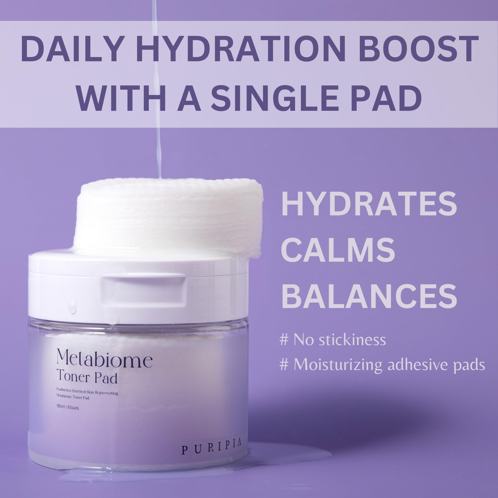 PURIPIA Metabiome korean toner pads for clear face skin care soothing exfoliating cotton tea tree toning pad sheet mask blemish brightening dry facial vitamin c collagen