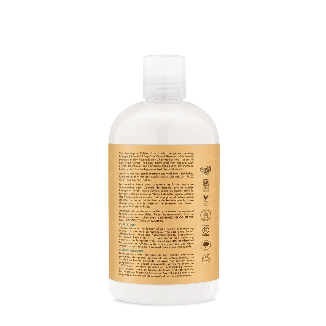 SheaMoisture Frizz Control Shampoo for Frizz Prone Hair Papaya and Neroli Sulfate Free Shampoo 13 oz