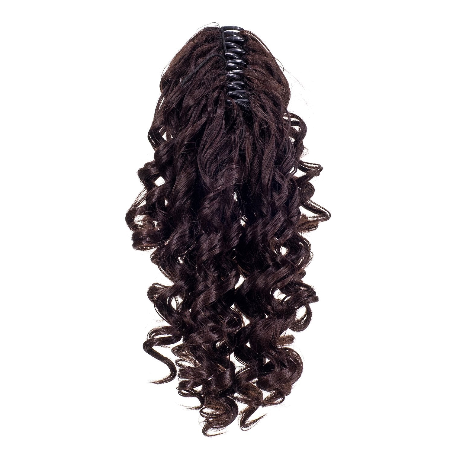 Dark Brown-4# : SWACC 12-Inch Short Screw Curls Claw Clip Ponytail Extensions Synthetic Clip in Drawstring Curly Ponytail Hairpiece Jaw Clip Hair Extension (Dark Brown-4#)