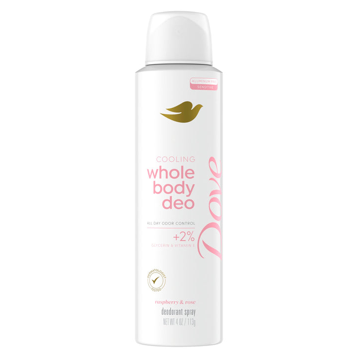 Dove Whole Body Deodorant Cooling Spray Raspberry & Rose Aluminum Free 4oz