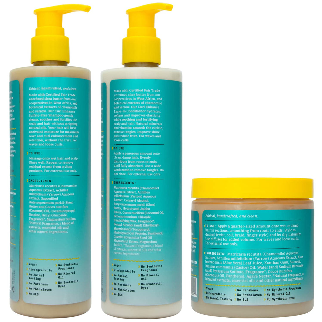 Alaffia Beautiful Curls Curly Hair Shampoo & Leave in Conditioner 12-Oz Ea and Defining Gel 8-Oz Set