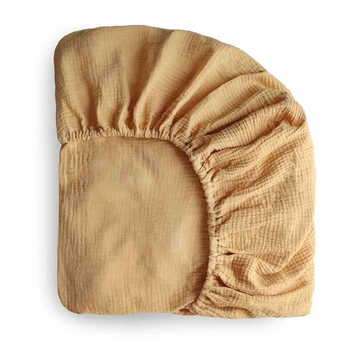 mushie Extra Soft Muslin Fitted Crib Sheet | 192 Thread Count | 28x 52 (Fall Yellow)