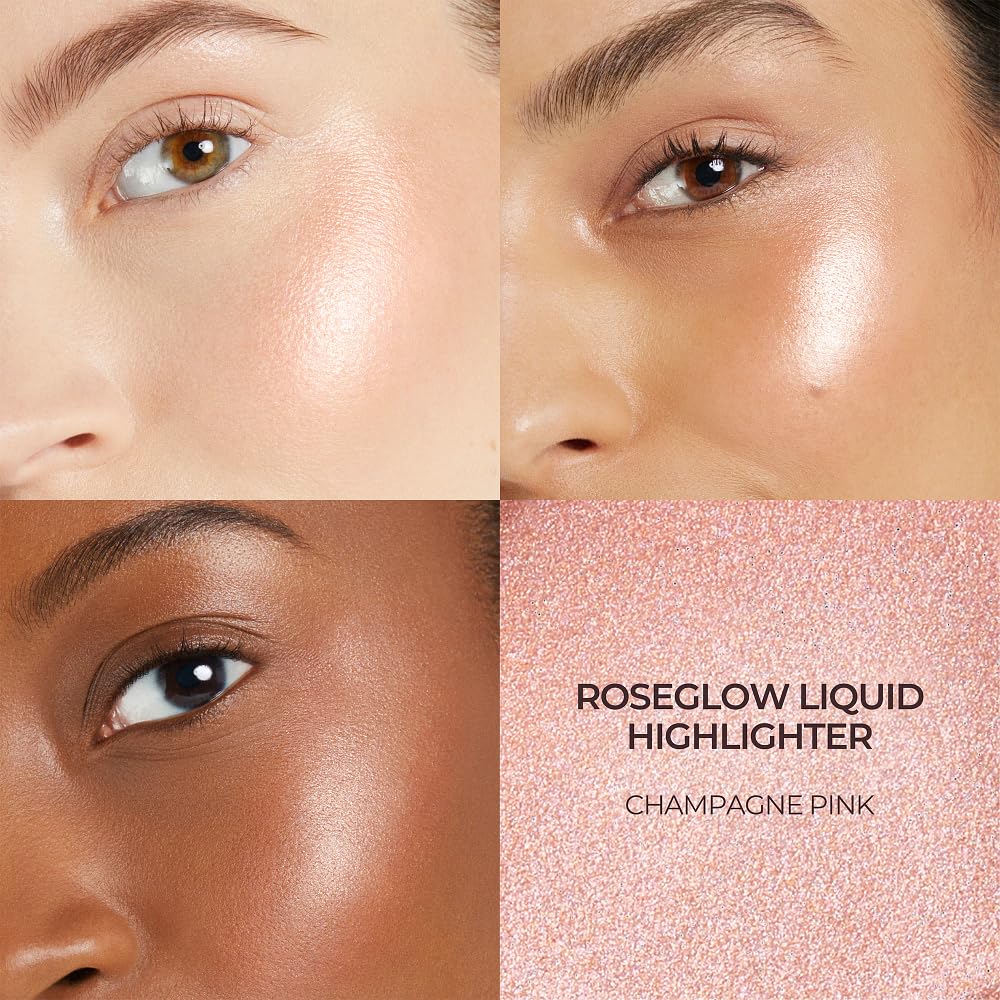 Laura Mercier RoseGlow Liquid Highlighter, Rosy Highlighting Liquid, Radiant, Luminous & Soft Focus Finish, Unique Pearl Blend For All Skin Tones, Champagne Pink