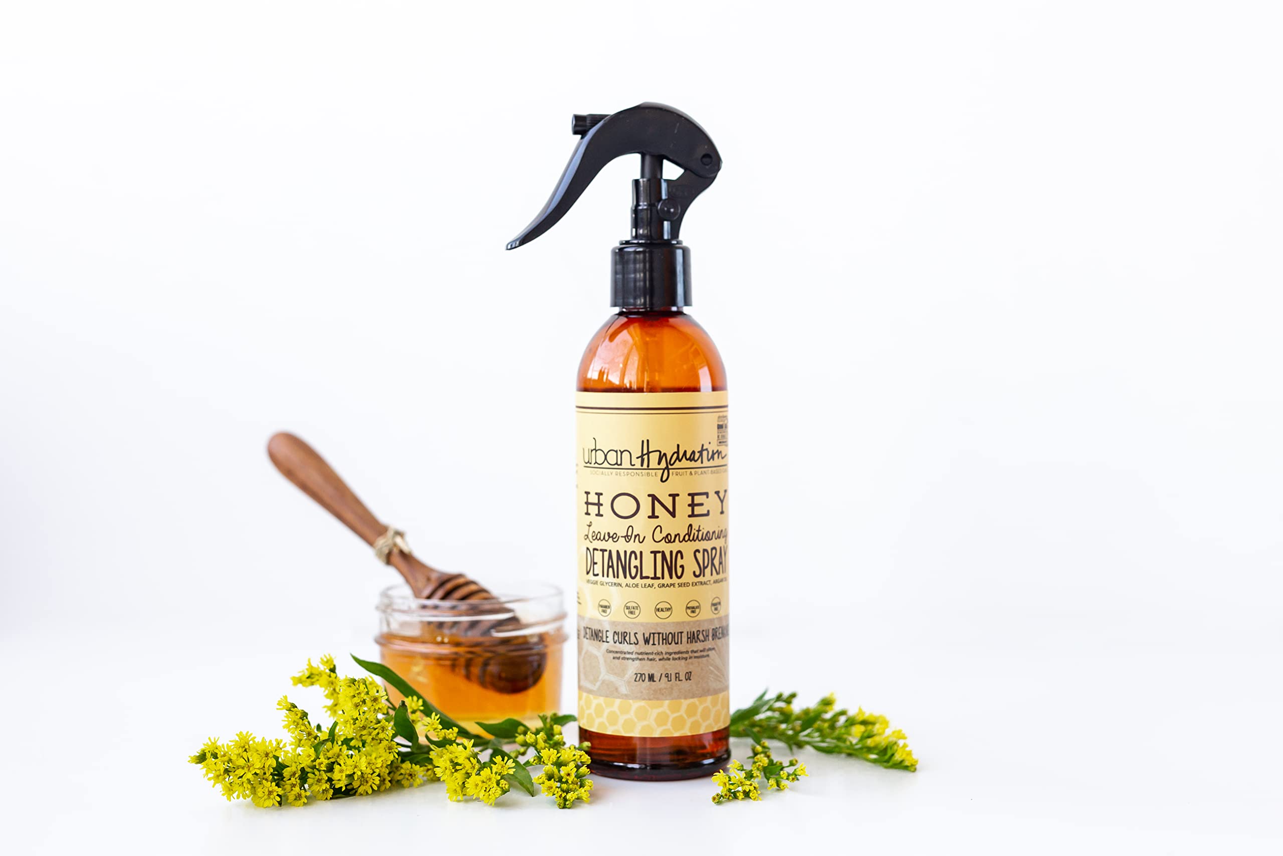 Urban Hydration Honey Health and Repair Hair Detangler | Sulfate, Paraben and Dye Free, Detangles, Prevents Breakage, Tames Frizz, and Repairs Damage for Smooth and Shiny Hair, 9.1 Fl Ounces