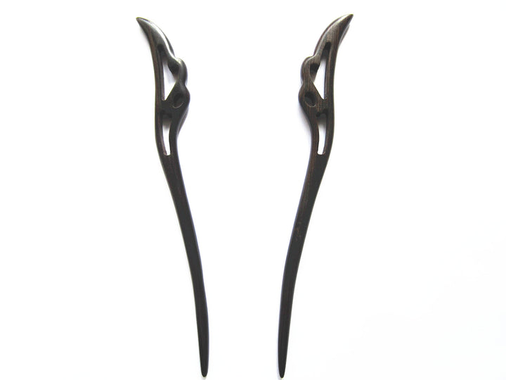 Myhsmooth Zz Bg Fswallow 2 Count Hair Sticks Natural Ebony (Black Sandalwood) Handmade Carved Hair Clip Shawl Hair Pins Pack Of 2 Pcs :Flying Swallow