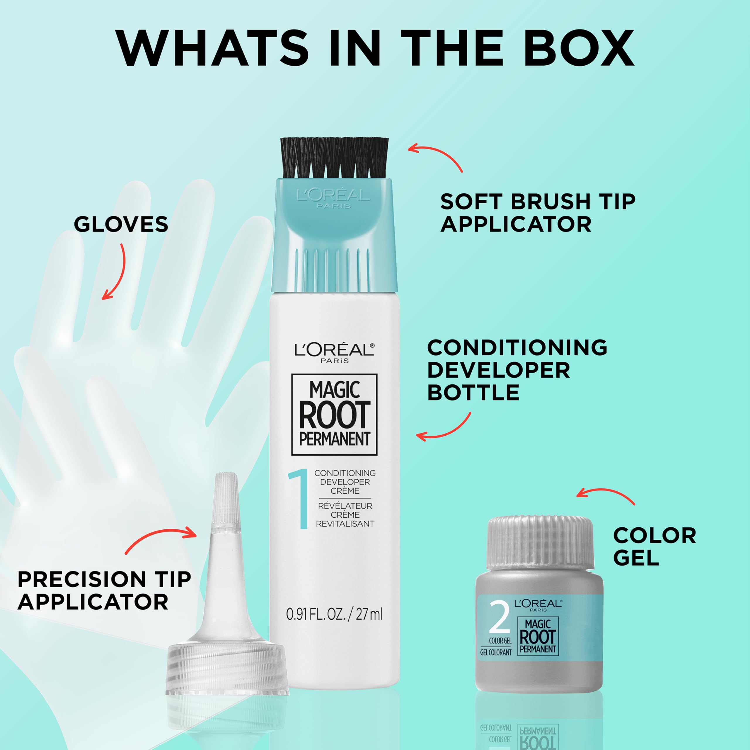 L’Oreal Paris Magic Root Rescue 10 Minute Root Hair Coloring Kit, Permanent Color with Quick Precision Applicator, 100 percent Gray Coverage, 4 Dark Brown, 1 kit (Packaging May Vary)