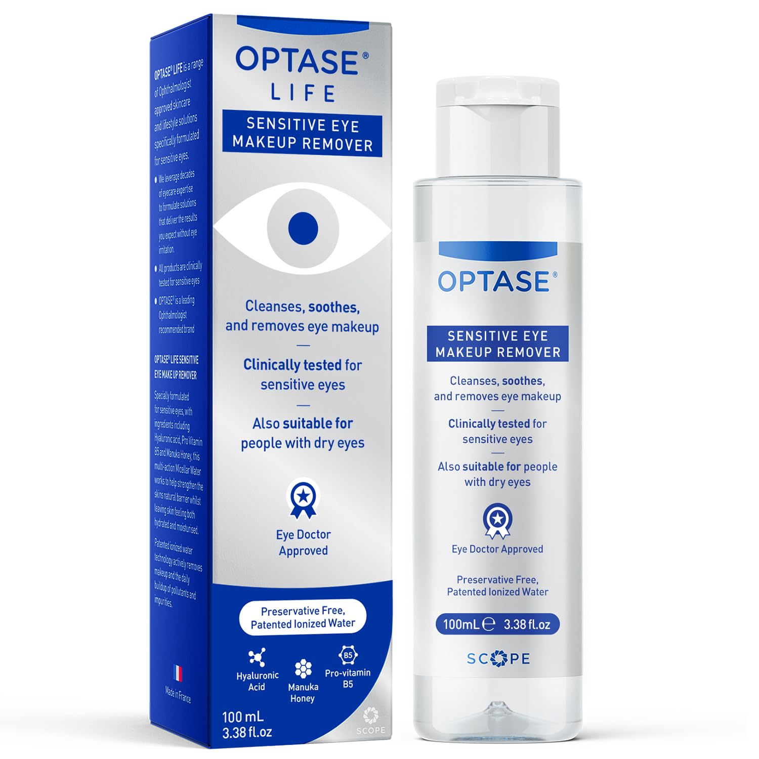 Optase Life Sensitive Eye Makeup Remover – Gentle & Effective for All Skin Types - Breakthrough Innovation vs Traditional Micellar Water - 100ml
